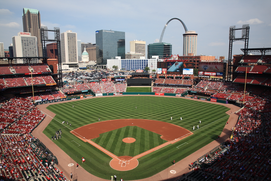 ST. LOUIS - SEPTEMBER 18: A late season baseball game at Busch Stadium between the Cardinals and San Diego Padres, with both teams fighting for a playoff berth, on September 18, 2010 in St. Louis.